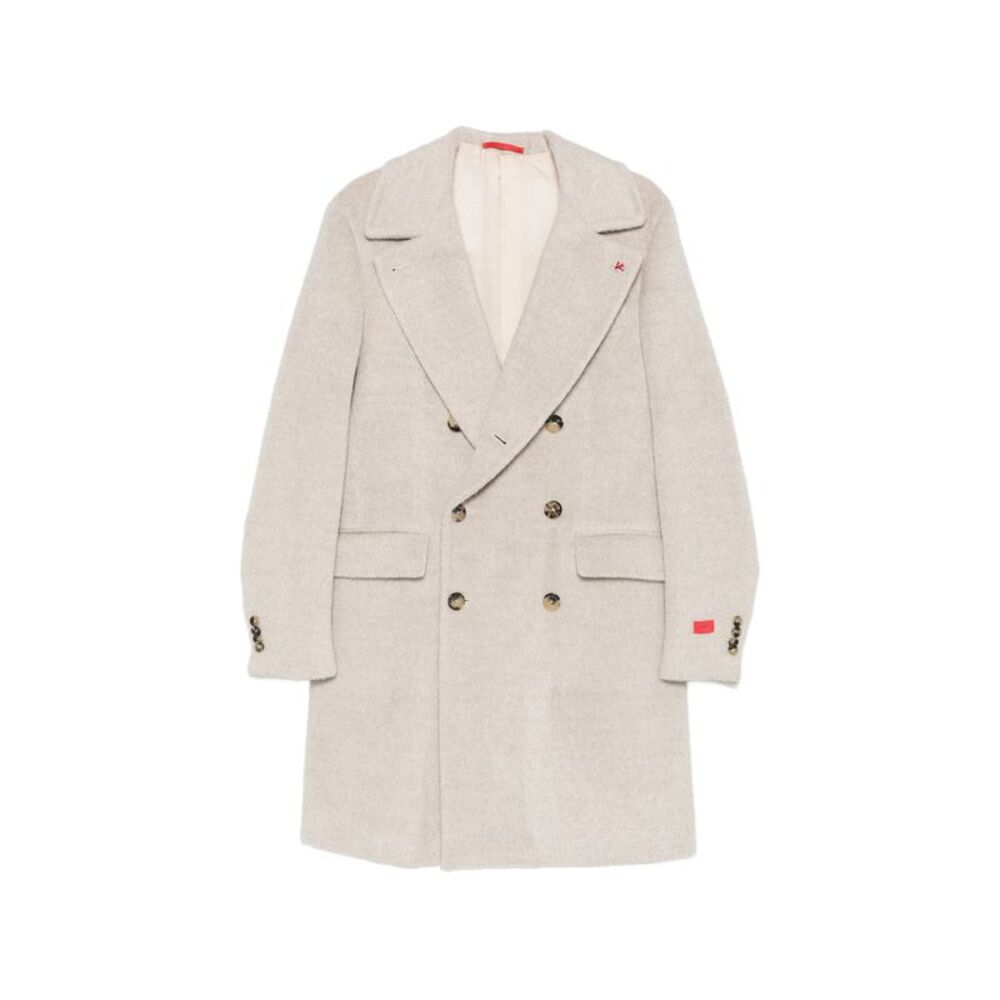 Isaia Neutrals Coats - Double Breasted Coats Men
